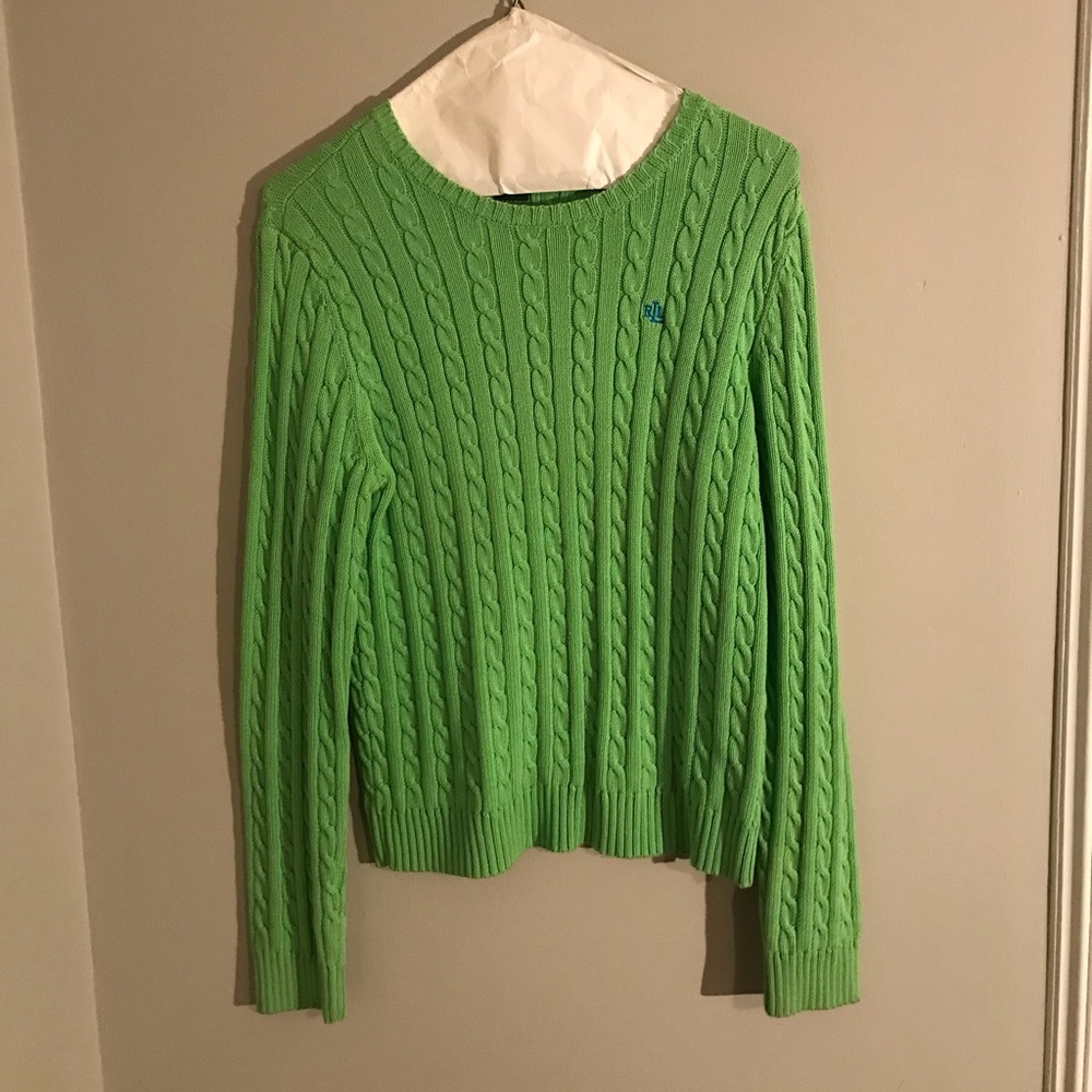 Lauren cable knit, crew neck sweater.